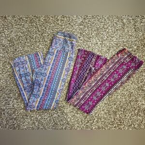 2 Pairs of Bohemian Patterned Leggings Set